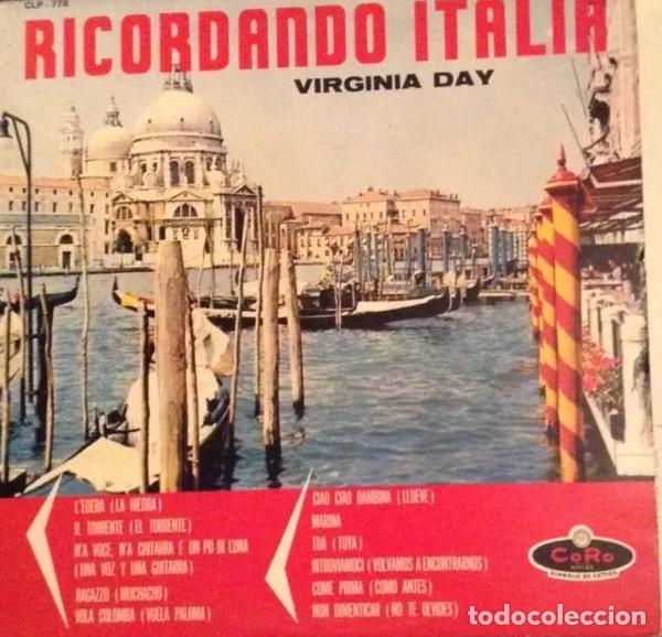 Discos de vinilo: Virginia Day Con Orq. De Reynaldo Corona &ndash; Ricordando Italia