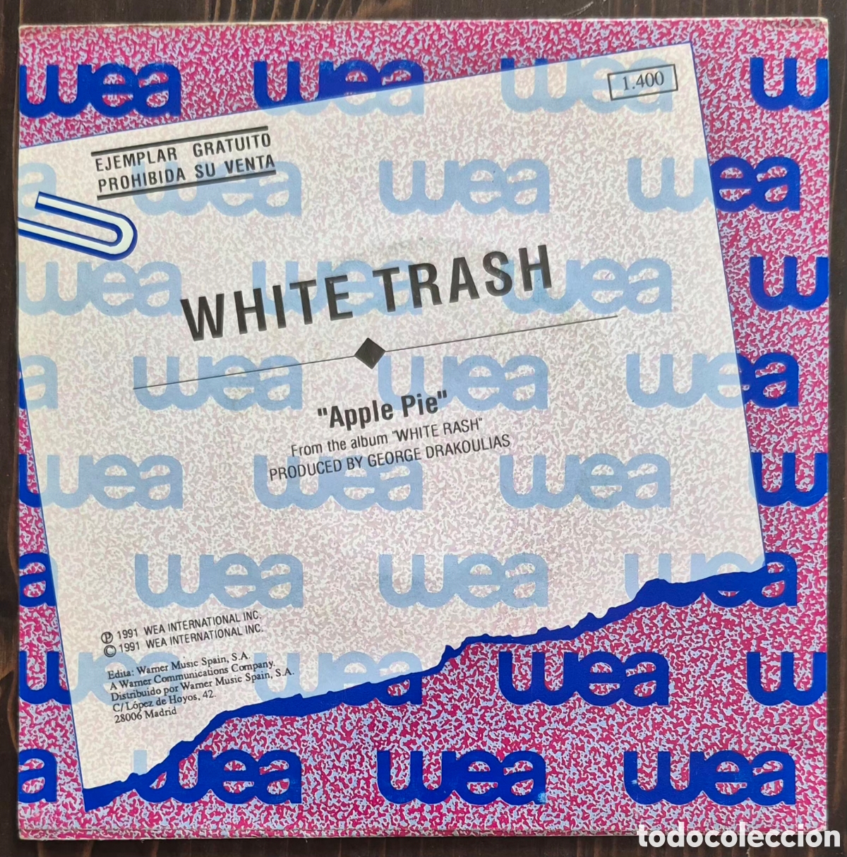 Discos de vinilo: SINGLE - WHITE TRASH - APPLE PIE - 1991 ESPA&Ntilde;A (PROMO) - Foto 2
