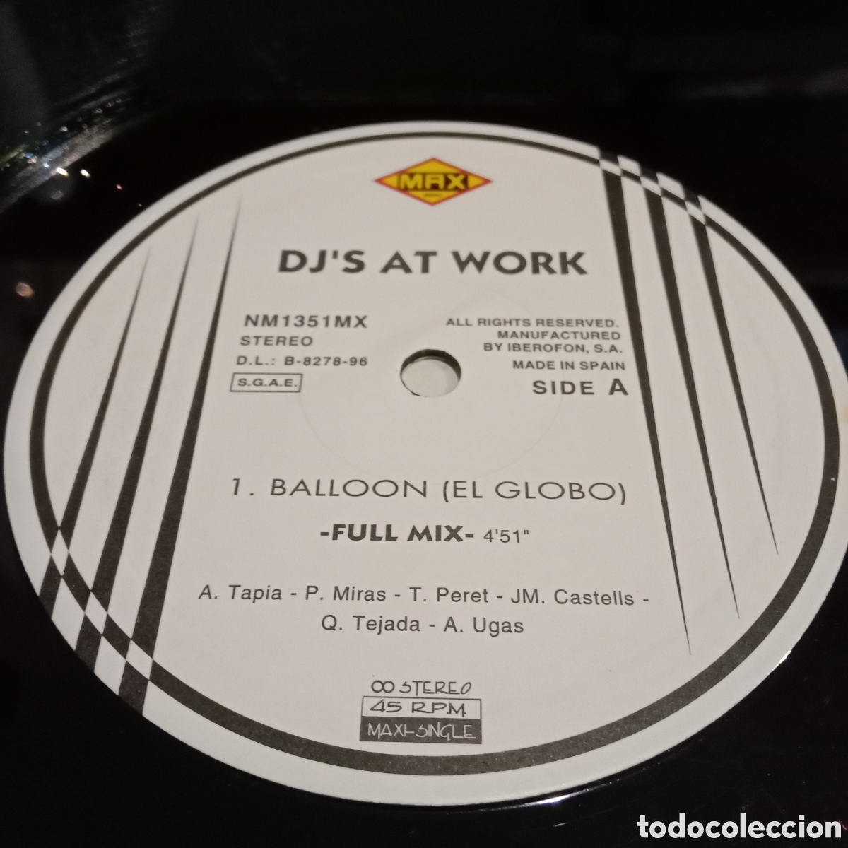 Discos de vinilo: DJS AT WORK - BALLOON (EL GLOBO) - MAXI-SINGLE 12&rdquo; - Foto 3