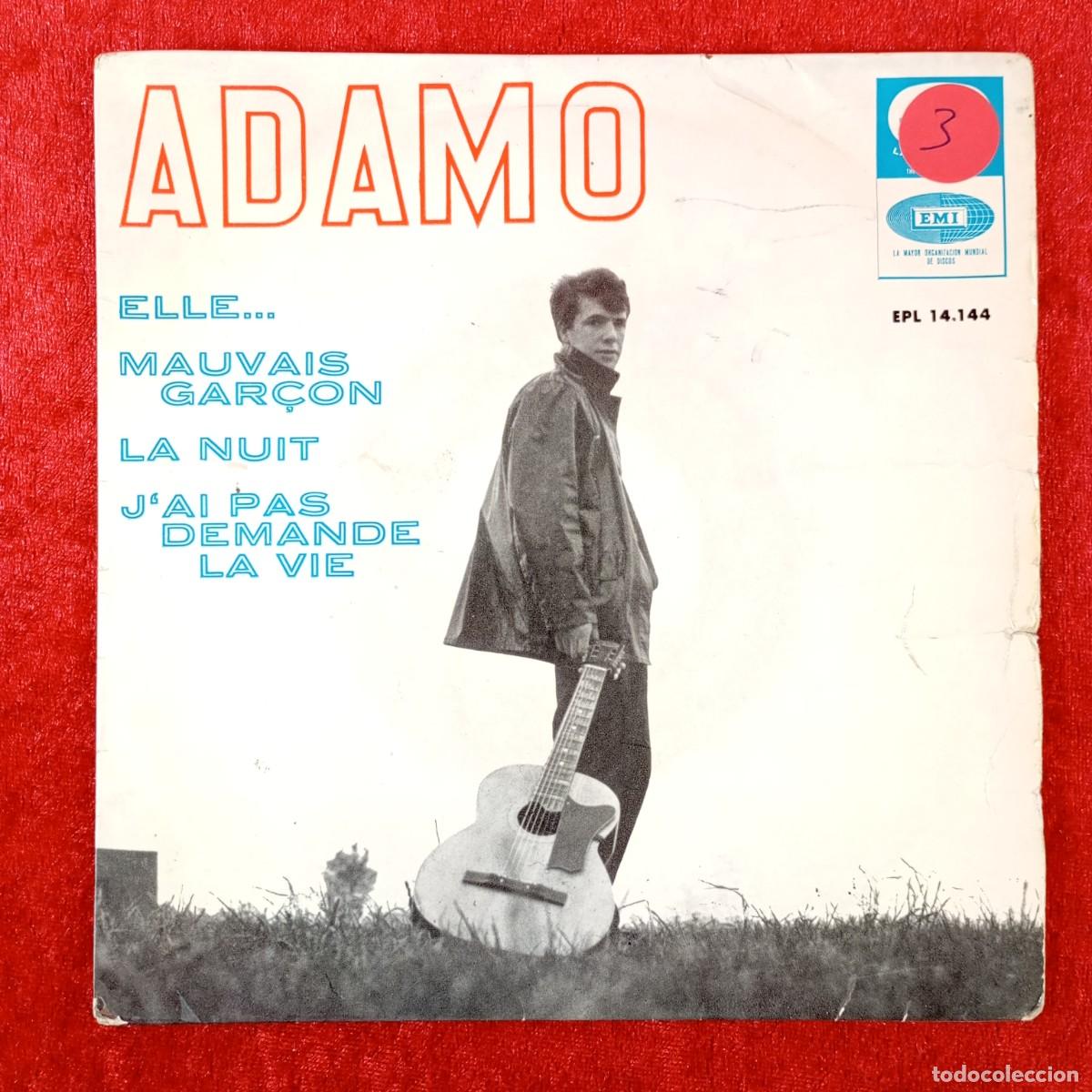 Discos de vinilo: ADAMO - ELLE..., MAUVAIS GAR&Ccedil;ON, LA NUIT - SINGLE VINILO - LA VOZ DE SU AMO, EMI - EPL 14.144 / 5801