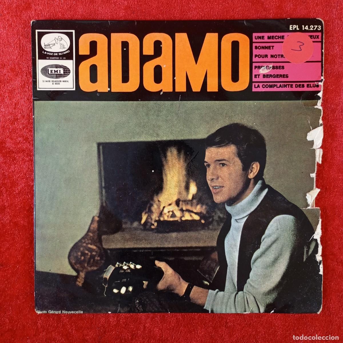 Discos de vinilo: ADAMO - UNE MECHE DE CHEVEUX - SINGLE VINILO - LA VOZ DE SU AMO, EMI - EPL 14.273 / 5802
