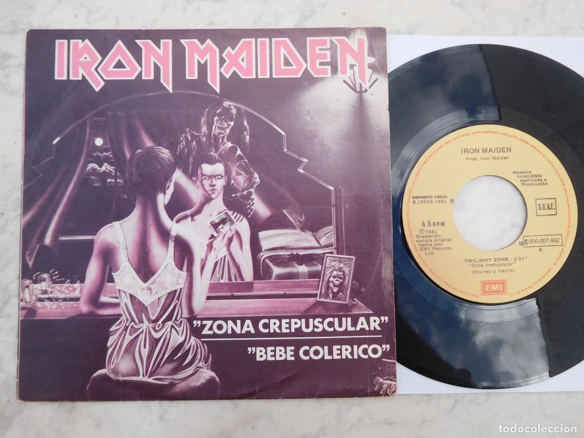 Discos de vinilo: Iron Maiden. 7 Single. Zona crepuescular/Bebe colerico. Espa&ntilde;a EMI 10C 006-007462