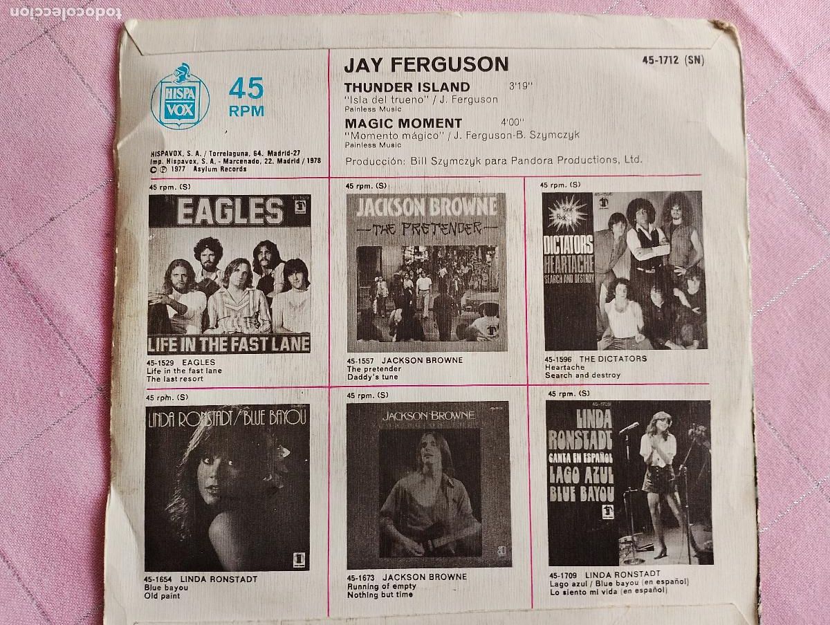 Discos de vinilo: Jay Ferguson &ndash; Thunder Island, 1978 - Foto 3