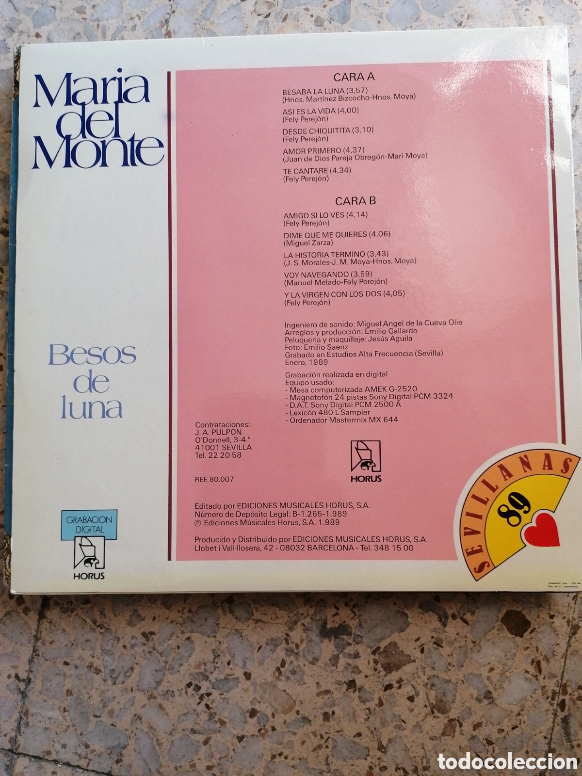 Discos de vinilo: LP MARIA DEL MONTE BESOS DE LUNA 1989 INSERT - Foto 2