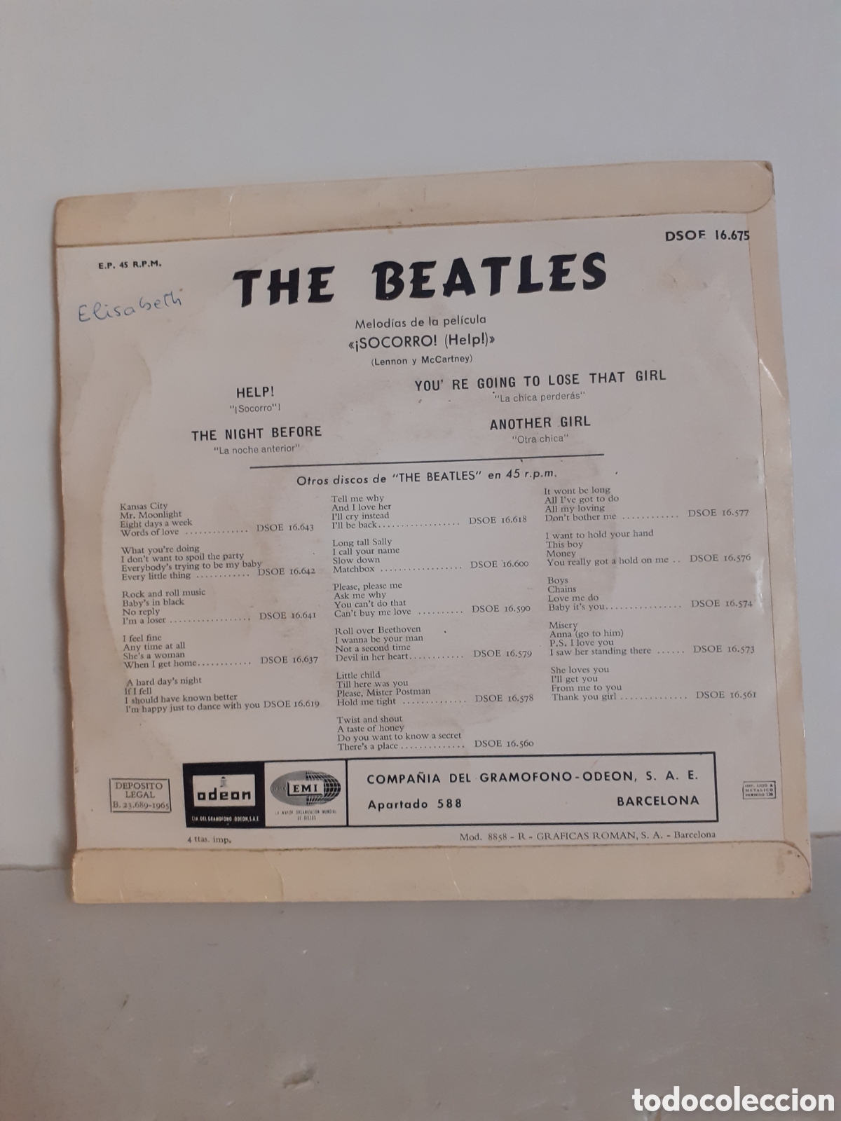 Discos de vinilo: THE BEATLES DISCO HELP SOCORRO - Foto 2