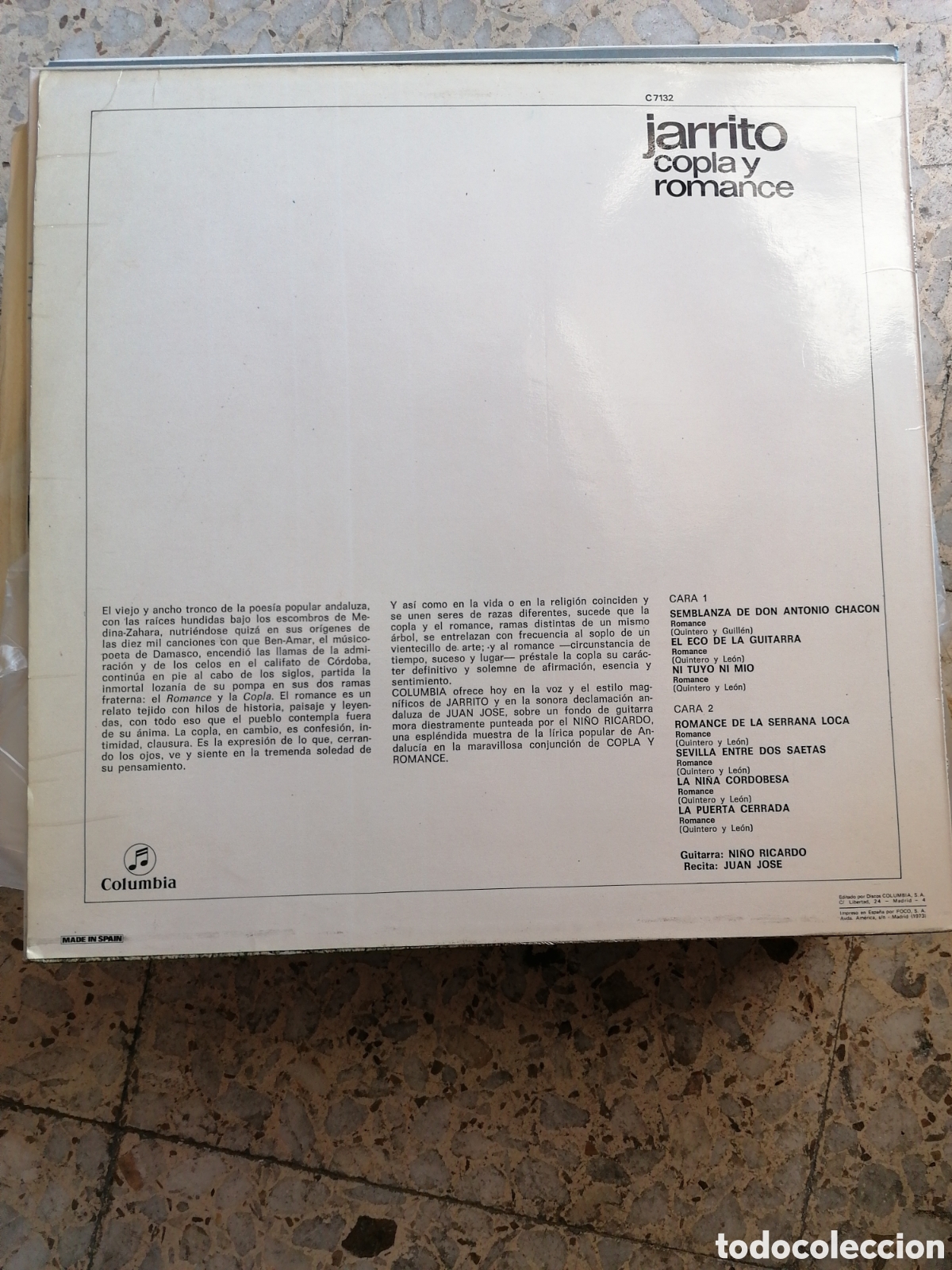 Discos de vinilo: LP JARRITO COPLA Y ROMANCE 1973 - Foto 2