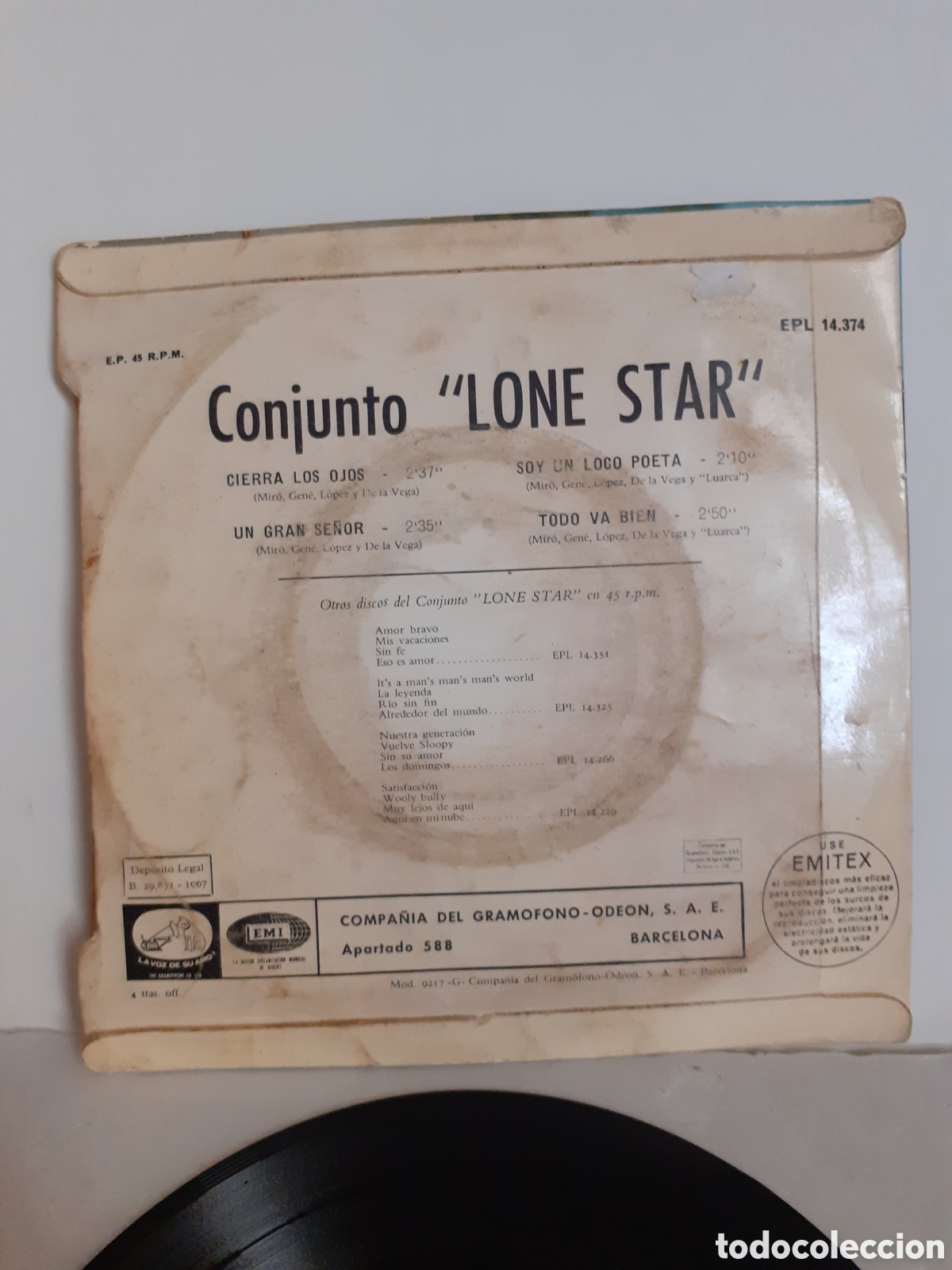 Discos de vinilo: CONJUNTO LONE STAR CIERRA LOS OJOS 1967 - Foto 2