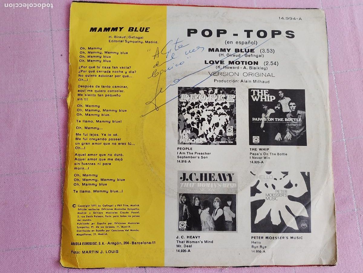 Discos de vinilo: Pop-Tops &ndash; Mamy Blue - Foto 4