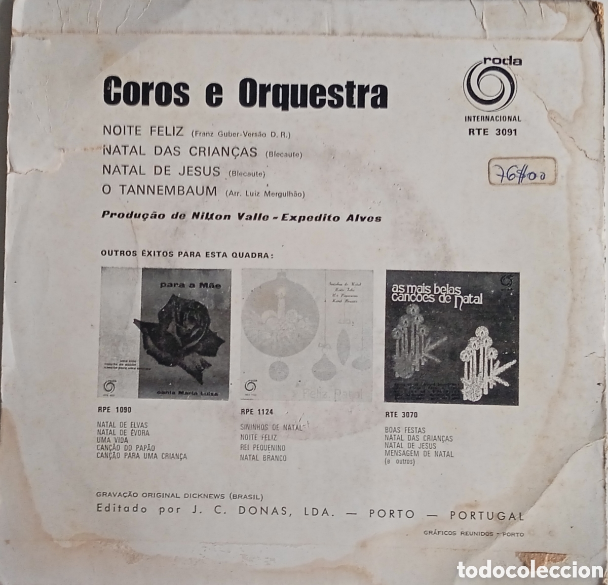 Discos de vinilo: COROS E ORQUESTRA - &Eacute; Natal! (1971) Disco de vinilo EP Villancicos - Foto 2