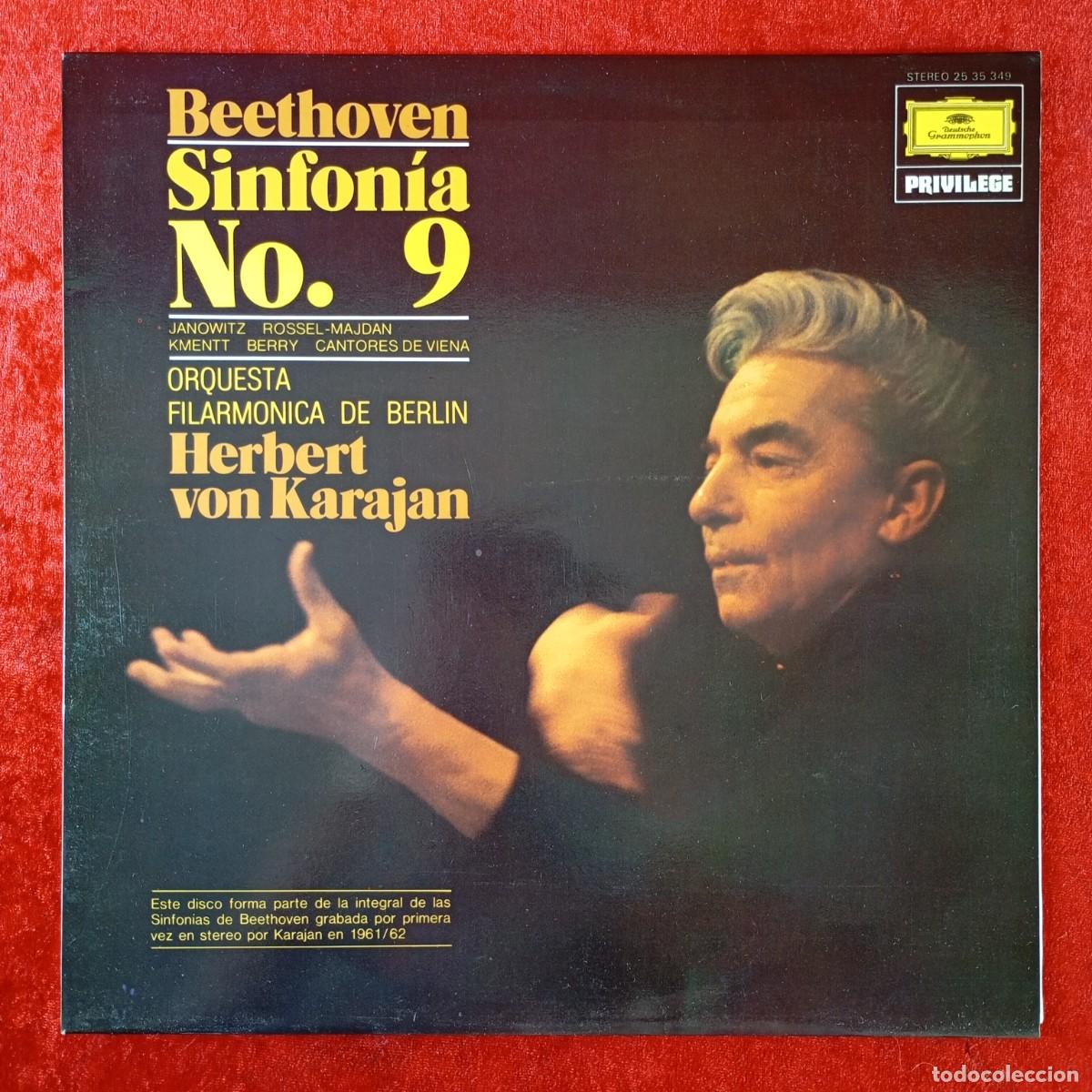 Discos de vinilo: BEETHOVEN, SINFON&Iacute;A NO. 9 - HERBERT VON KARAJAN - DISCO LP VINILO - GRAMMOPHON - 25 35 349 / 276