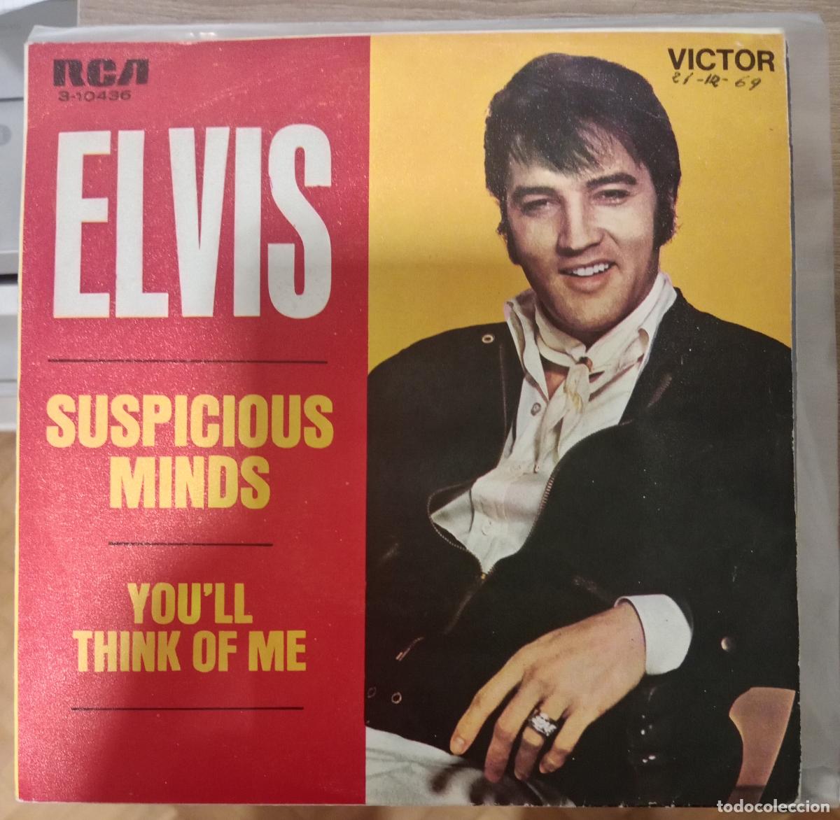 Discos de vinilo: Elvis* &ndash; Suspicious Minds single Espa&ntilde;a 1969