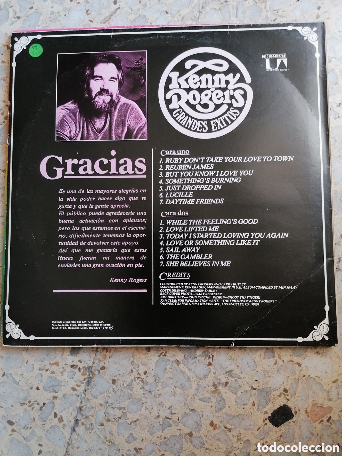 Discos de vinilo: LP KENNY ROGERS GRANDES EXITOS 1979 ESPA&Ntilde;A - Foto 2
