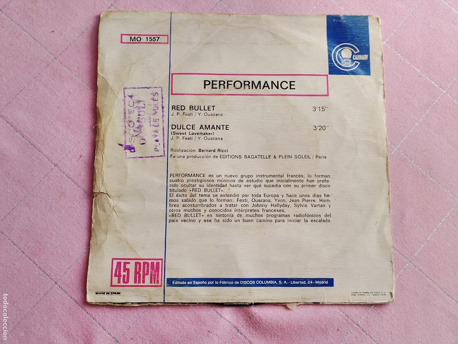 Discos de vinilo: Performance &ndash; Red Bullet, 1976 - Foto 4