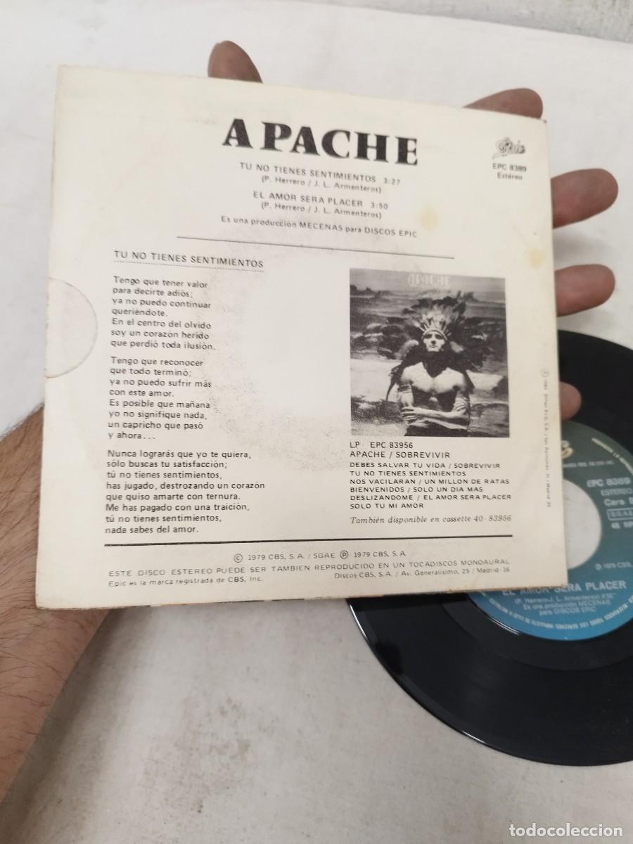 Discos de vinilo: Apache, t&uacute; no tienes sentimientos. Vinilo single. - Foto 3