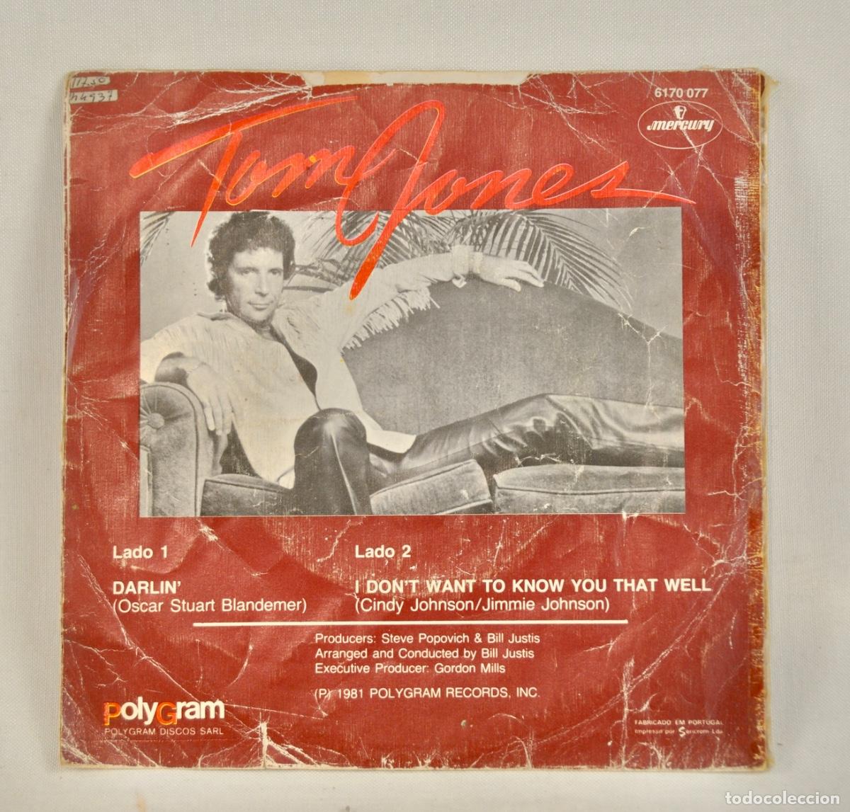 Discos de vinilo: Tom Jones - Darlin&acute; a&ntilde;o 1981 - Foto 2