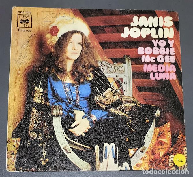 Discos de vinilo: Janis Joplin &lrm;- Yo Y Bobbie McGee/Media Luna - 7&rdquo; Single, CBS ref. CBS 7019. Ed. espa&ntilde;ola 1971.