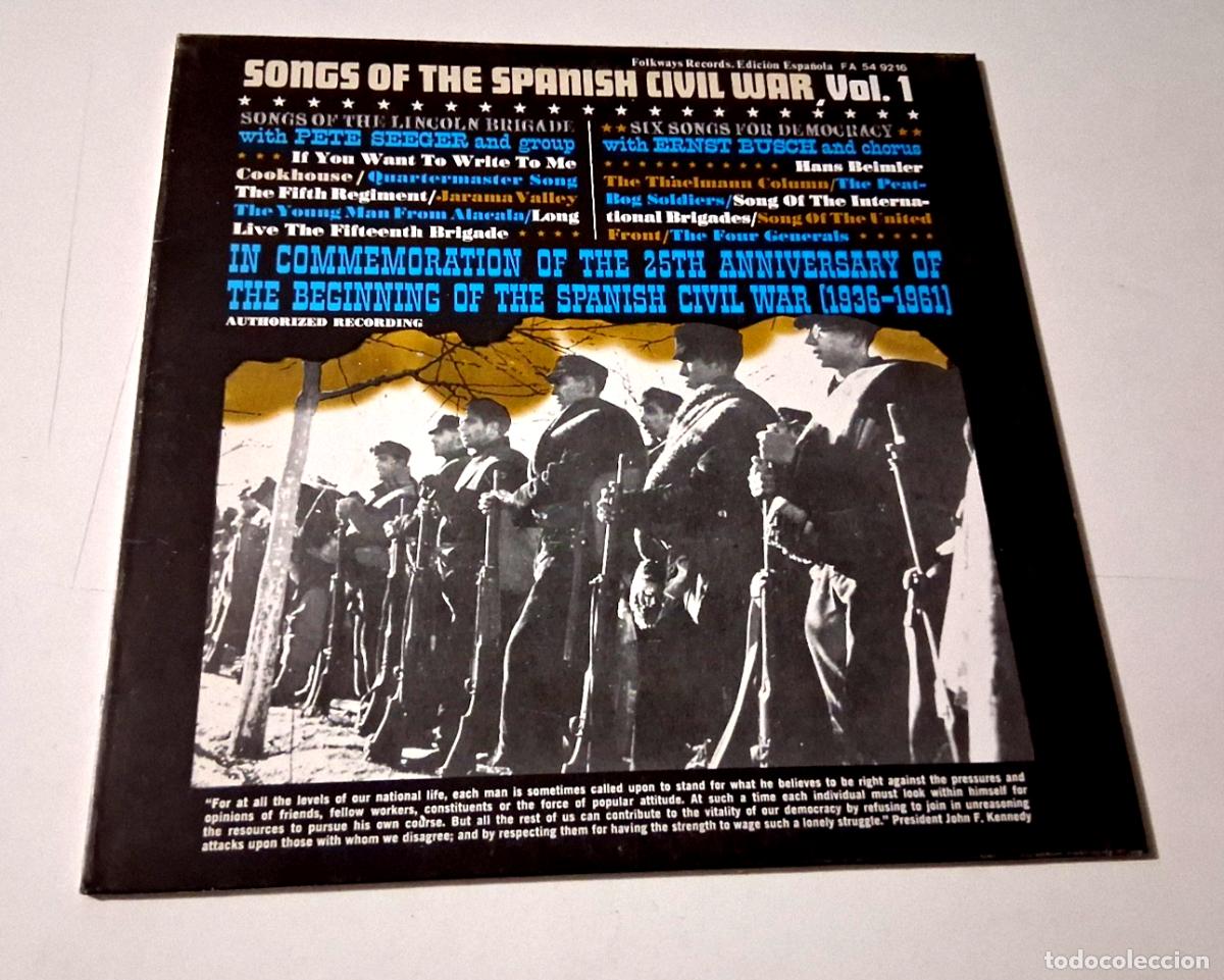 Discos de vinilo: LP &rdquo;SONGS OF THE SPANISH CIVIL WAR VOL 1&rdquo; LP VINYL 12&rdquo; VG/MBE G/BE +ENCARTE +LET
