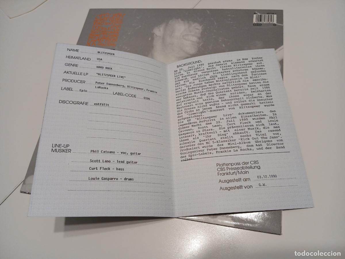 Discos de vinilo: Blitzspeer &lrm;&ndash; Blitzspeer Live- (1990) LP disco vinilo - Foto 6