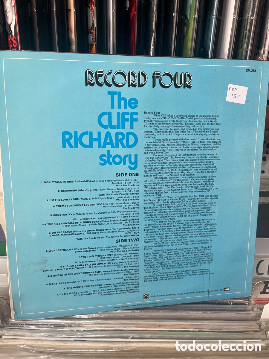 Discos de vinilo: r&eacute;cord four the cliff richard story - Foto 2