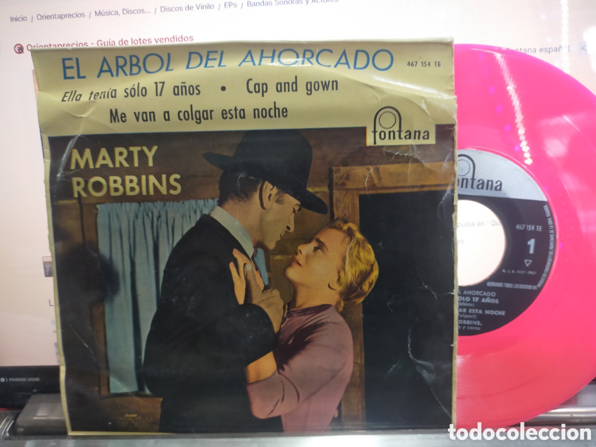 Discos de vinilo: Marty robbins ep el &aacute;rbol del ahorcado + 3 Espa&ntilde;a 1960 vinilo color rosa