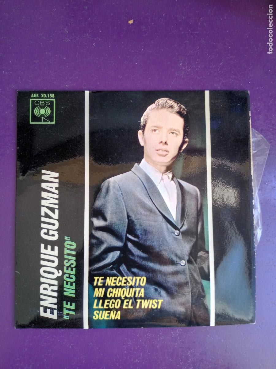 Discos de vinilo: ENRIQUE GUZMAN &ndash; TE NECESITO +3 - EP CBS 1963 - MEXICO ROCK N ROLL PIONERO