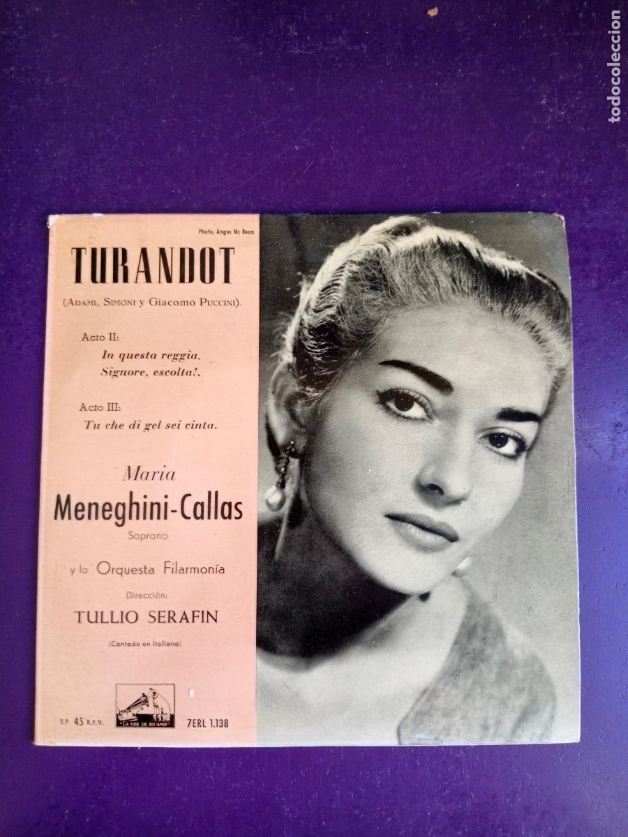 Discos de vinilo: Maria Callas - Tullio Serafin &lrm;&ndash; Turandot - EP VOZ DE SU AMO 1958 - OPERA - SIN APENAS USO