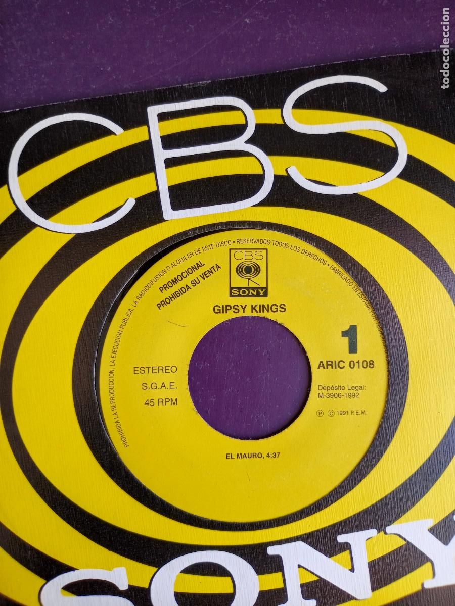 Discos de vinilo: Gipsy Kings &ndash; El Mauro - Sg CBS 1992 PROMO - SIN USO - RUMBAS POP
