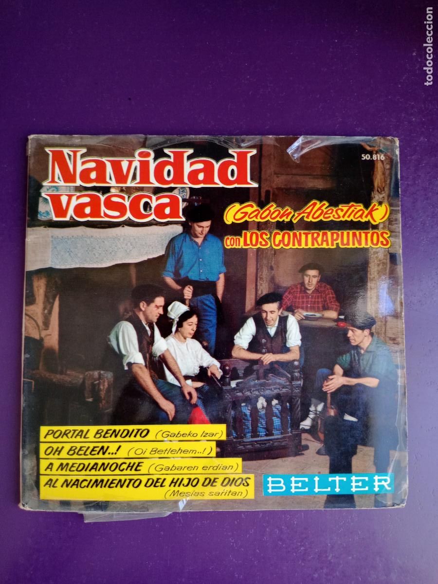 Discos de vinilo: Los Contrapuntos &ndash; Navidad Vasca (Gabon Abestiak) - EP BELTER 1963 - EUSKADI FOLK POP - 4 TEMAS