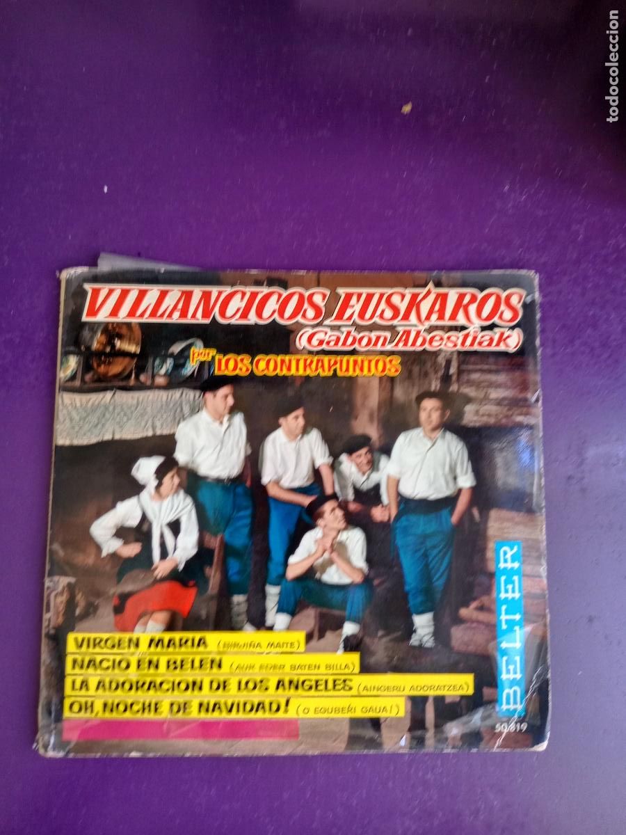 Discos de vinilo: Los Contrapuntos &ndash; VILLANCICOS EUSKAROS (Gabon Abestiak) - EP BELTER 1963 - EUSKADI FOLK POP