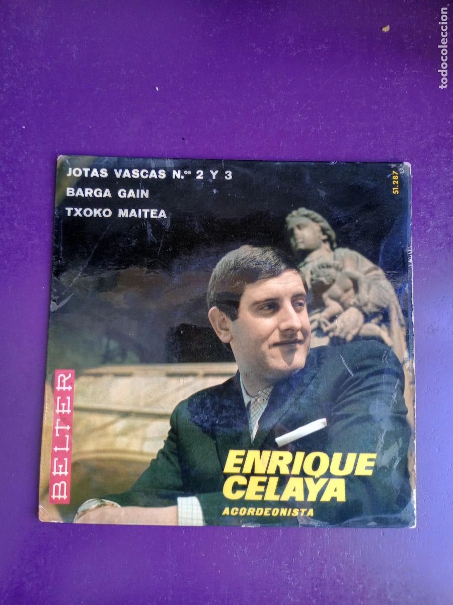 Discos de vinilo: Enrique Celaya &ndash; Acordeonista - BARGA GAIN / JOTA VASCA +2 - EP BELTER 1967 - EUSKADI FOLK POP