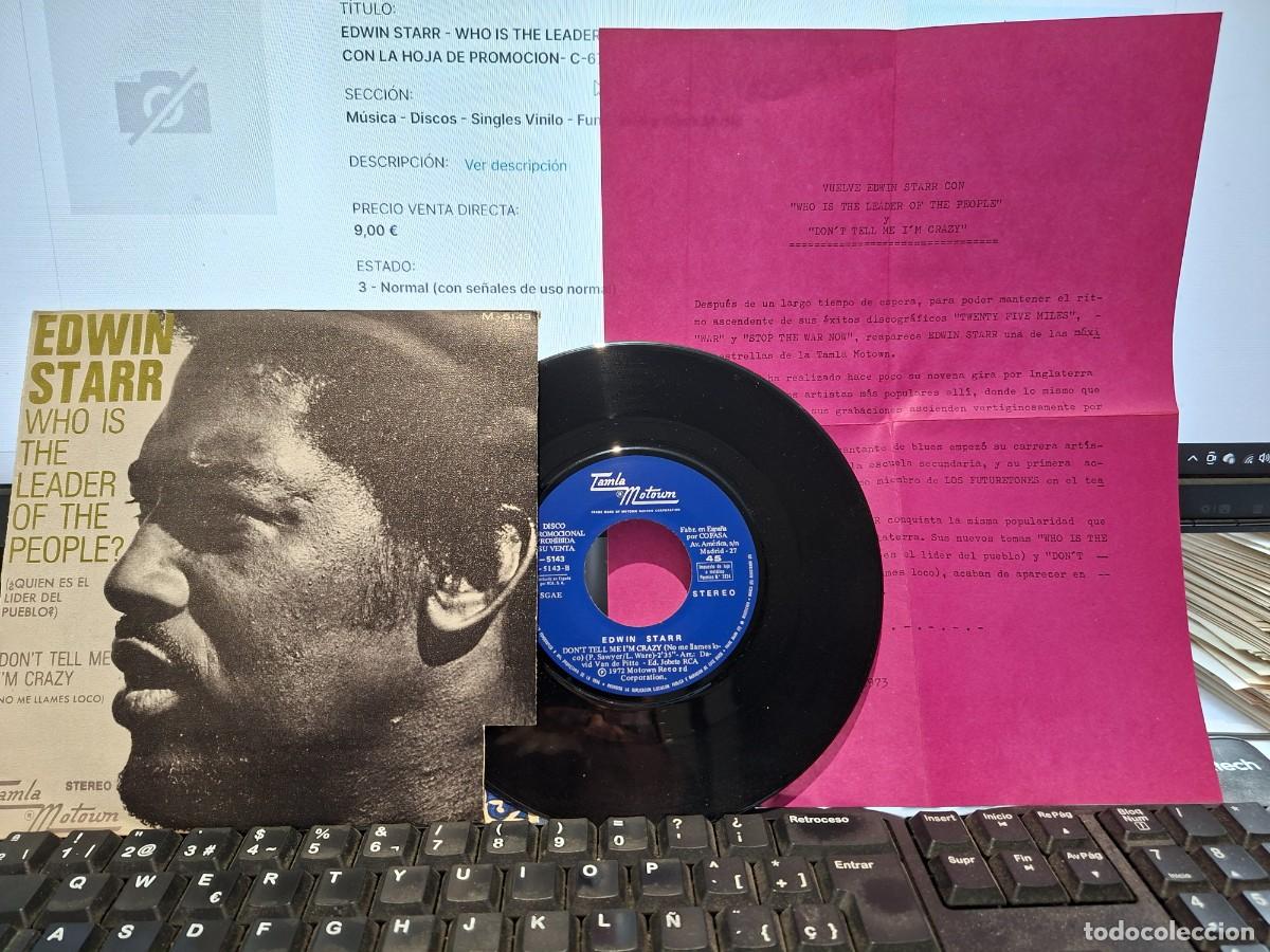 Discos de vinilo: EDWIN STARR - WHO IS THE LEADER OF THE PEOPLE - SINGLE DE VINILO CON LA HOJA DE PROMOCION- C-67
