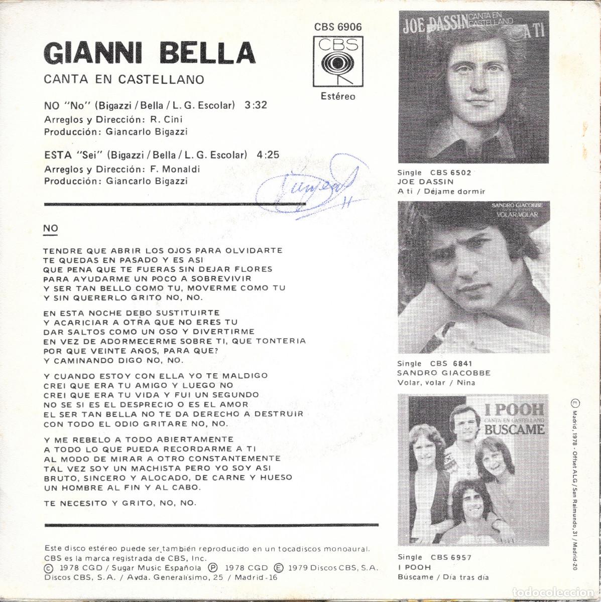 Discos de vinilo: Single Gianni Bella - No / Esta - Foto 2