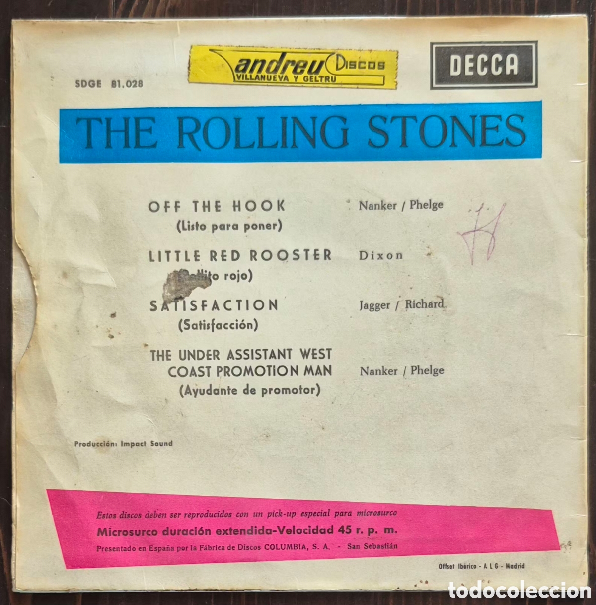Discos de vinilo: EP - THE ROLLING STONES - SATISFACTION - 1965 ESPA&Ntilde;A - Foto 2