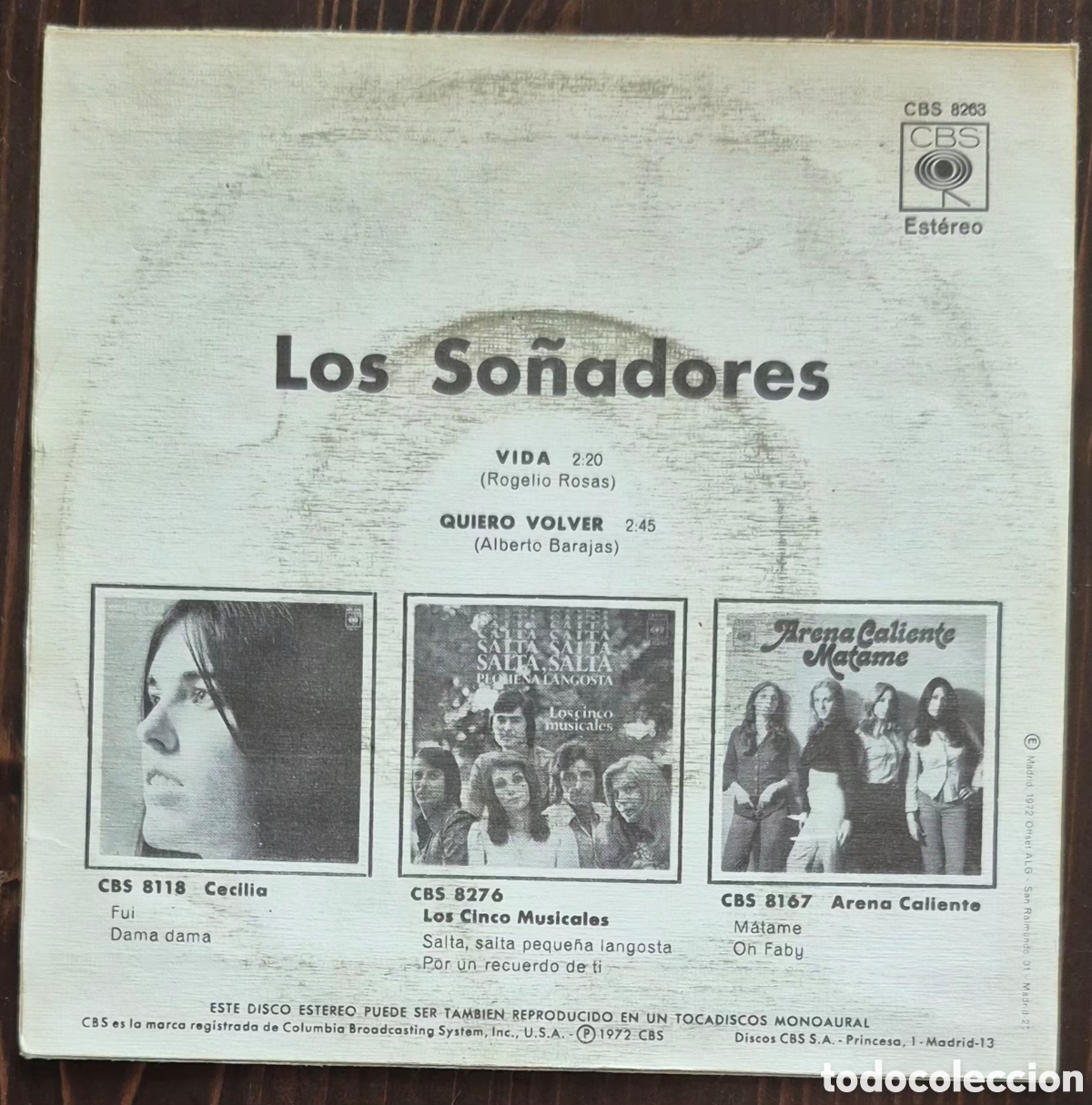 Discos de vinilo: SINGLE - LOS SO&Ntilde;ADORES - VIDA - 1972 ESPA&Ntilde;A - Foto 2
