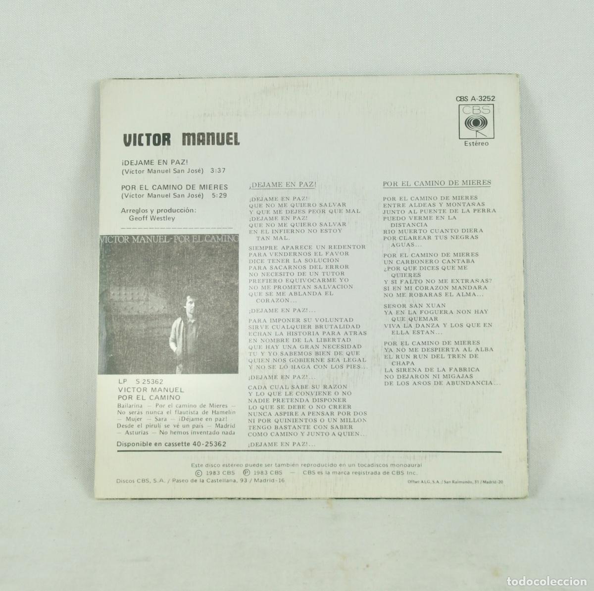 Discos de vinilo: Victor Manuel - D&eacute;jame en paz - Foto 2