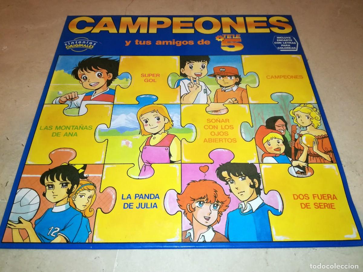 Discos de vinilo: CAMPEONES Y TUS AMIGOS DE TELE 5-CONTIENE ENCARTE-ORIGINAL 1990