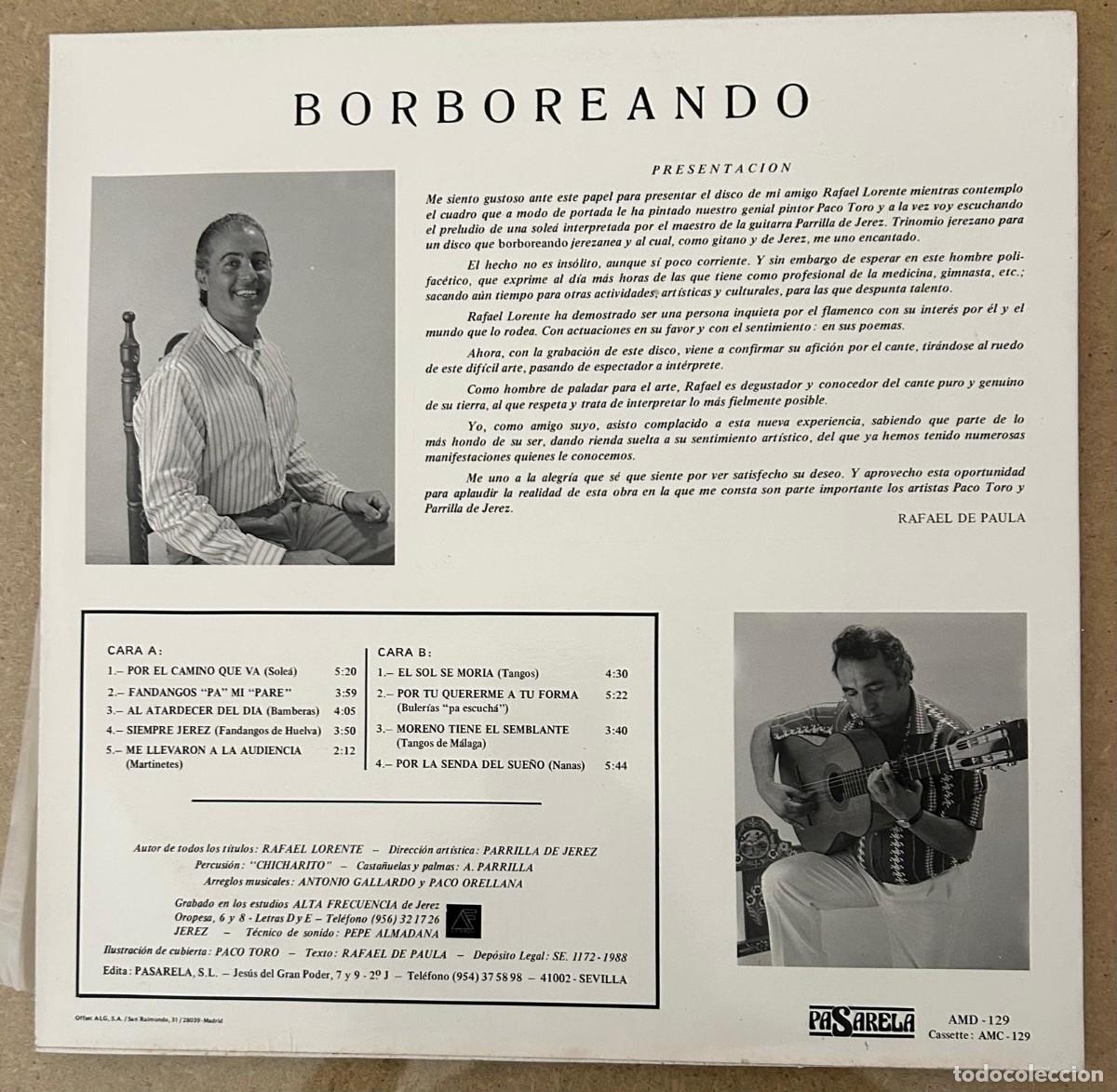 Discos de vinilo: BORBOREANDO - RAFAEL LORENTE CON LA GUITARRA DE MANUEL PARILLA - Foto 2