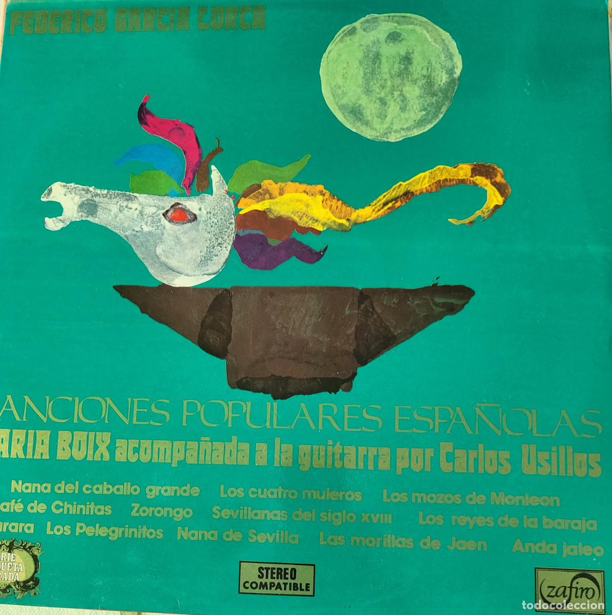 Discos de vinilo: Maria Boix canta a Garcia Lorca sLp sello Zafiro editado en Espa&ntilde;a a&ntilde;o 1971...