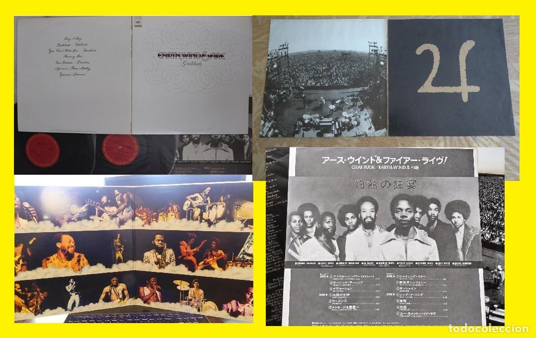Discos de vinilo: EARTH WIND & FIRE - gratitude 75 - 2LPs, FUNK GROOVE, completa EDIT JAPAN + LIBRETO + ENCARTES, EXC