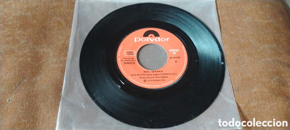 Discos de vinilo: NEIL SEDAKA-BAD BLOOD-SINGLE-POLYDOR/SPAIN-KSA - Foto 2