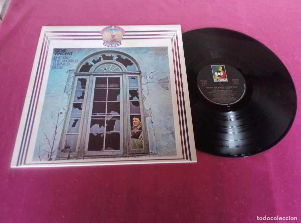 Discos de vinilo: GENE VINCENT THE DAY THE WORLD TURNEND BLUE 1981 LP L31 3