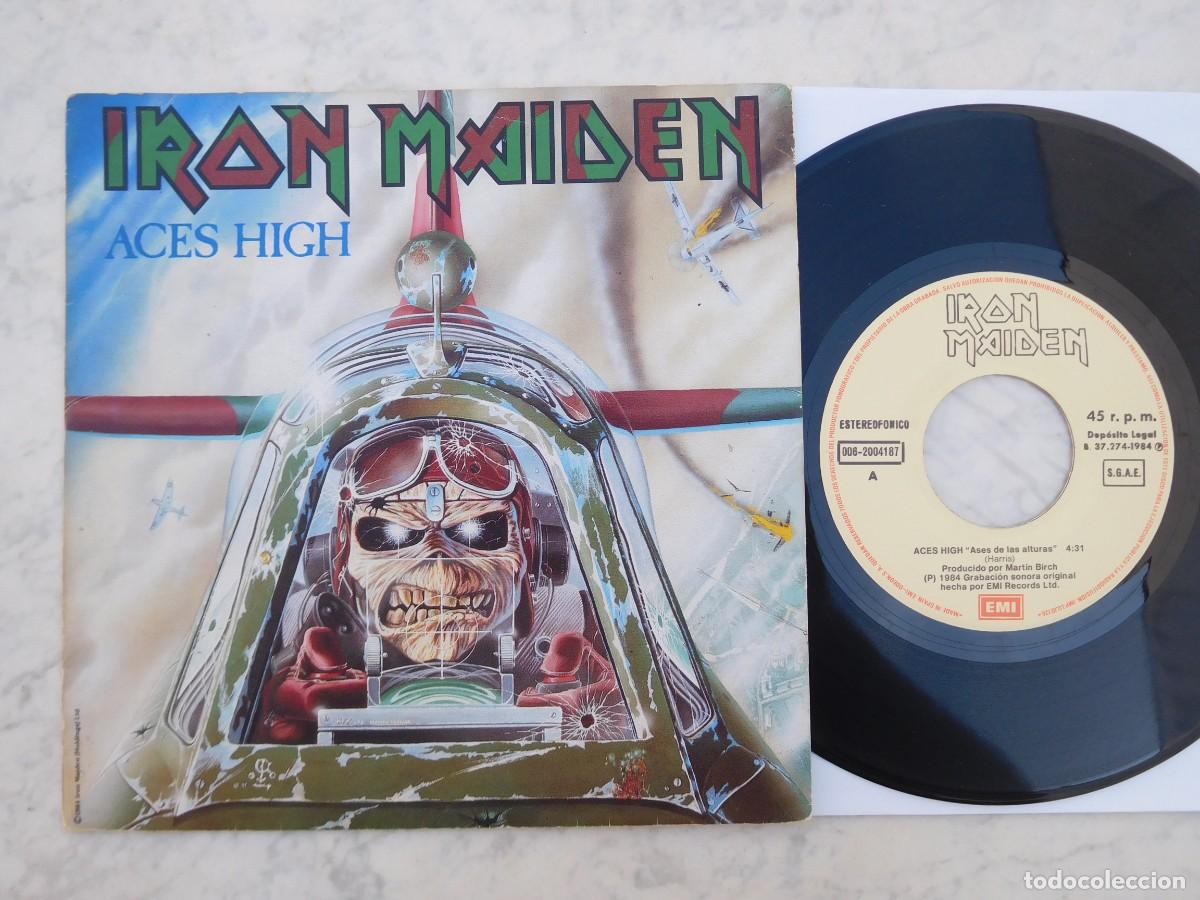 Discos de vinilo: Iron Maiden 7 Single. Aces high. Edici&oacute;n espa&ntilde;ola 1984