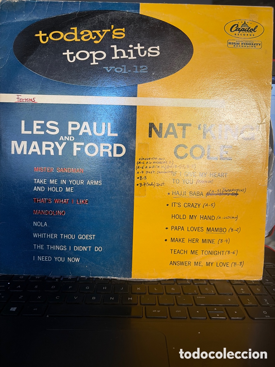 Discos de vinilo: NAT KING COLE - LES PAUL AND MARY FORD - TODAY'S TOP HITS LP USA