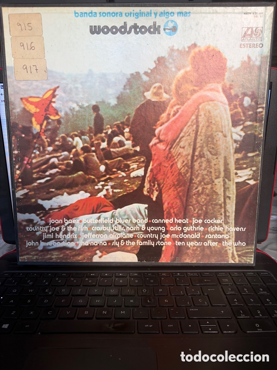 Discos de vinilo: BSO WOODSTOCK - JOAN BAEZ + CANNED HEAT + SANTANA + JIMI HENDRIX + THE WHO LP TRIPLE EN CAJA