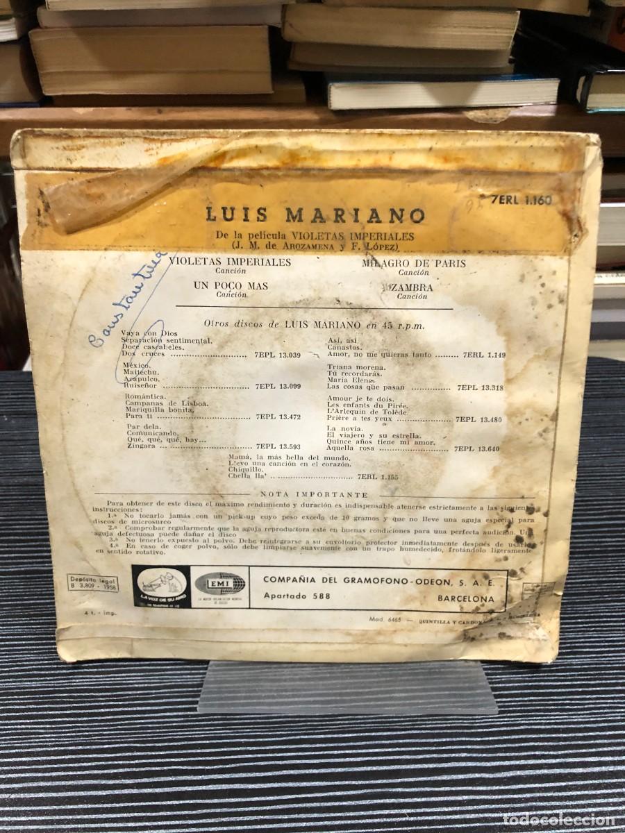 Discos de vinilo: Violetas Imperiales (EP) Luis Mariano - Foto 2