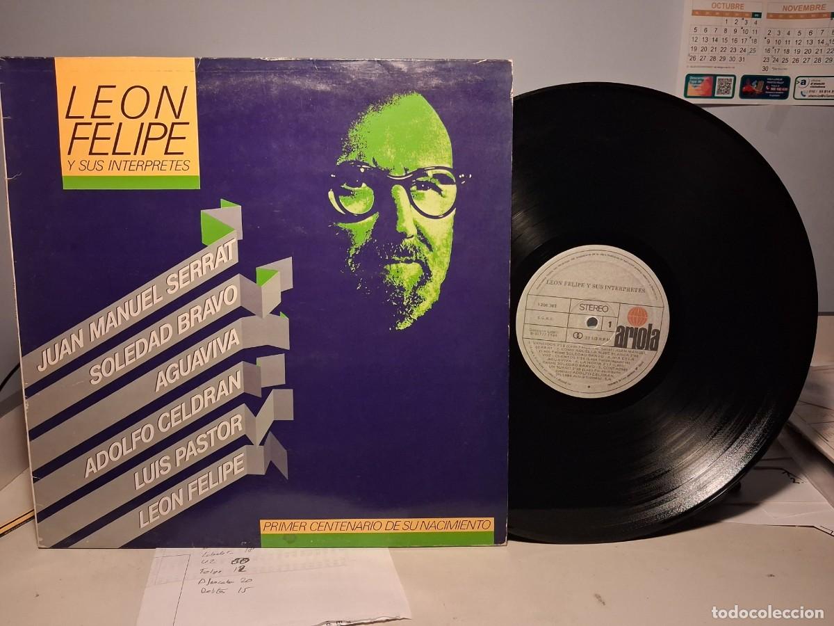 Discos de vinilo: LP CANCIONES DE LEON FELIPE ( CANTADAS POR SERRAT, SOLEDAD BRAVO, AGUAVIVA, LUIS PASTOR, ETC