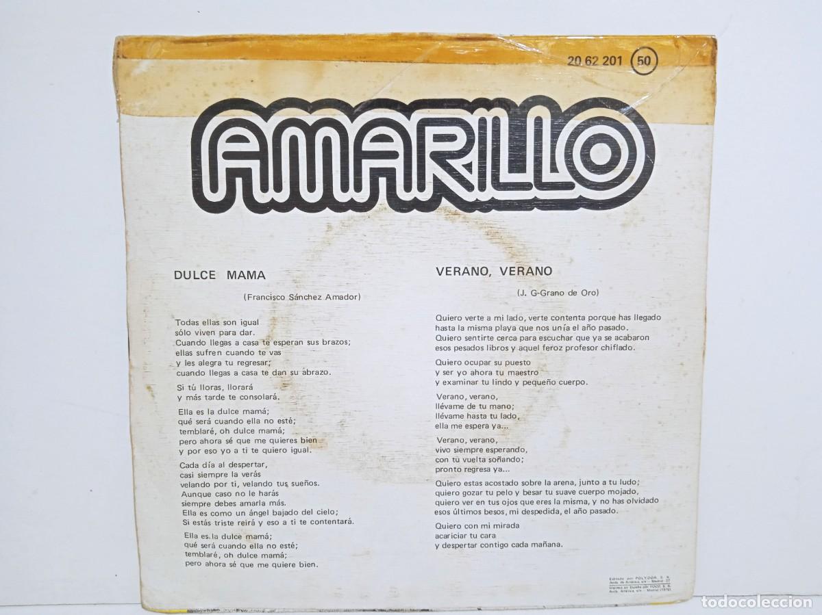 Discos de vinilo: Amarillo - Verano, Verano / Dulce Mam&aacute; - Single - 1976 - Foto 2