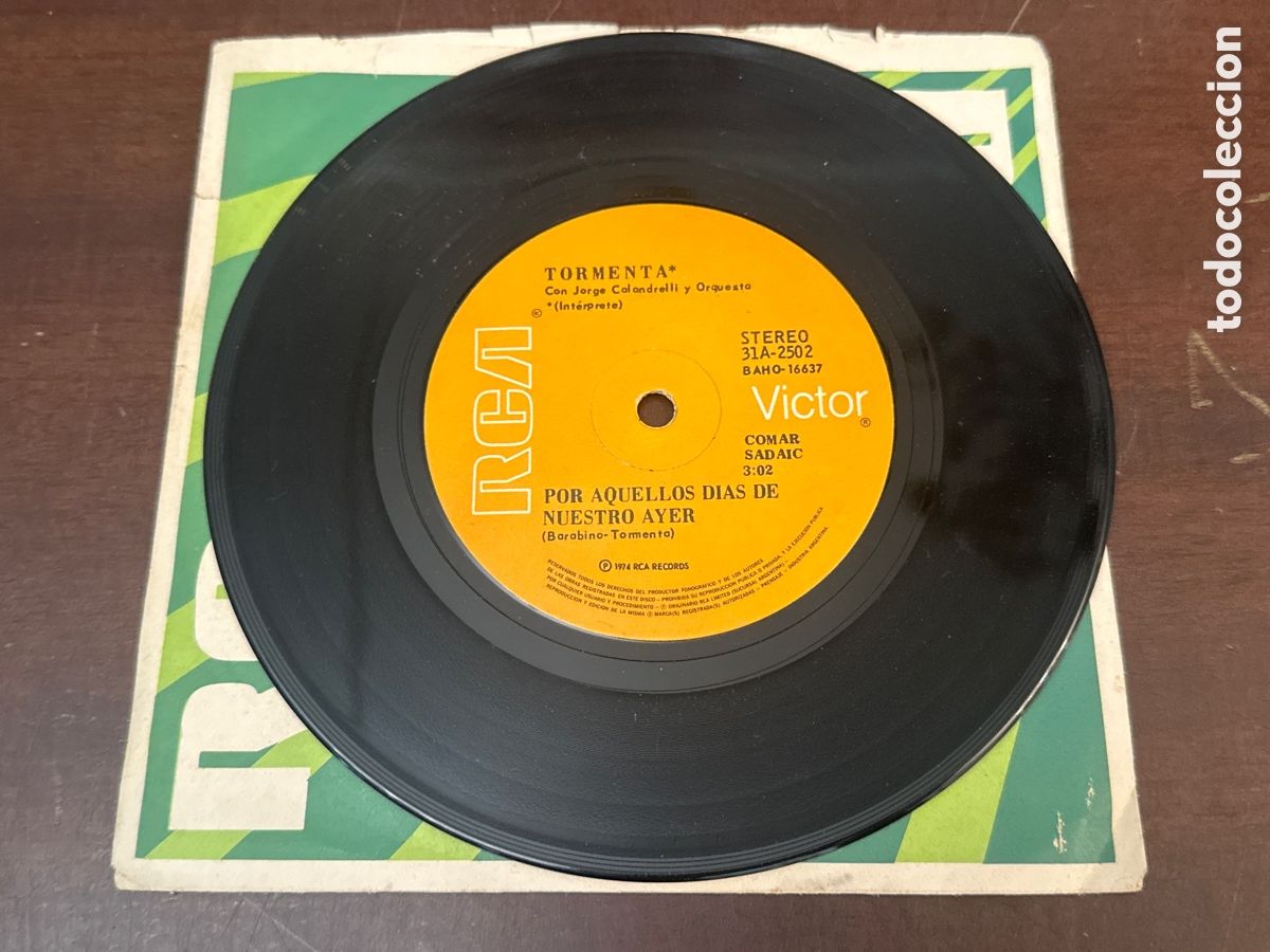 Discos de vinilo: TORMENTA. JORGE CALANDRELI Y ORQUESTA. POR AQUELLOS DIAS DE NUESTRO AYER. COMO UNA PALOMA HERIDA