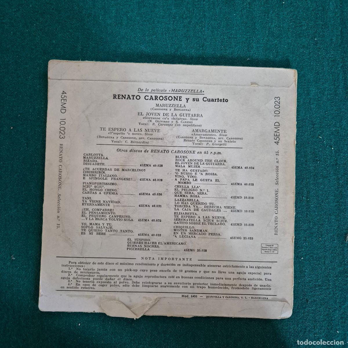 Discos de vinilo: Renato Carosone Y Su Cuarteto* &ndash; Maruzzella - Foto 2