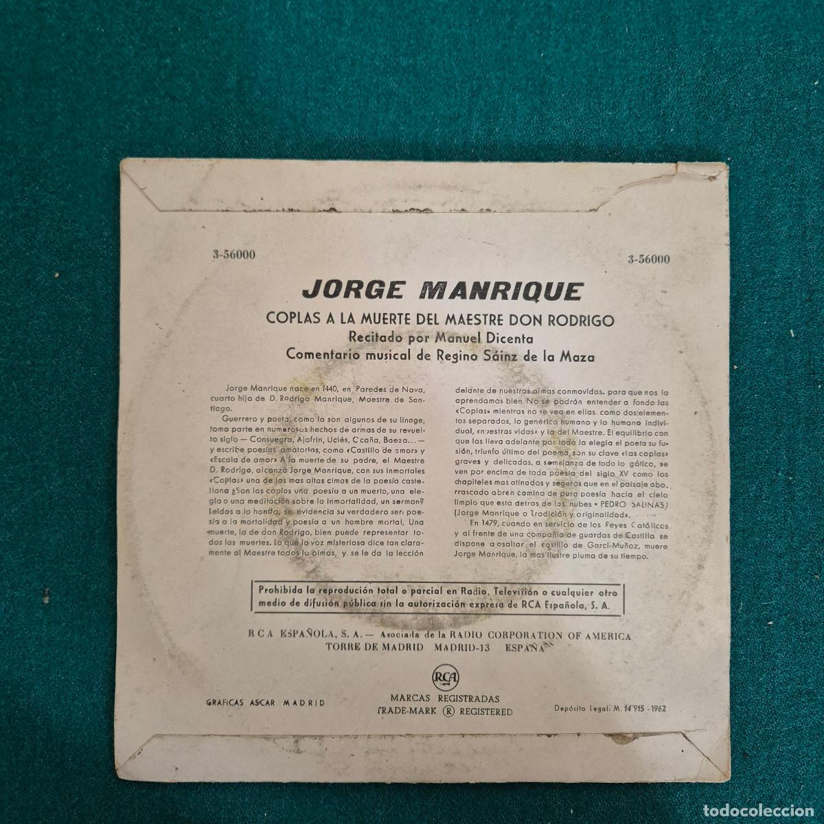 Discos de vinilo: JORGE MANRIQUE POESIA - Foto 2